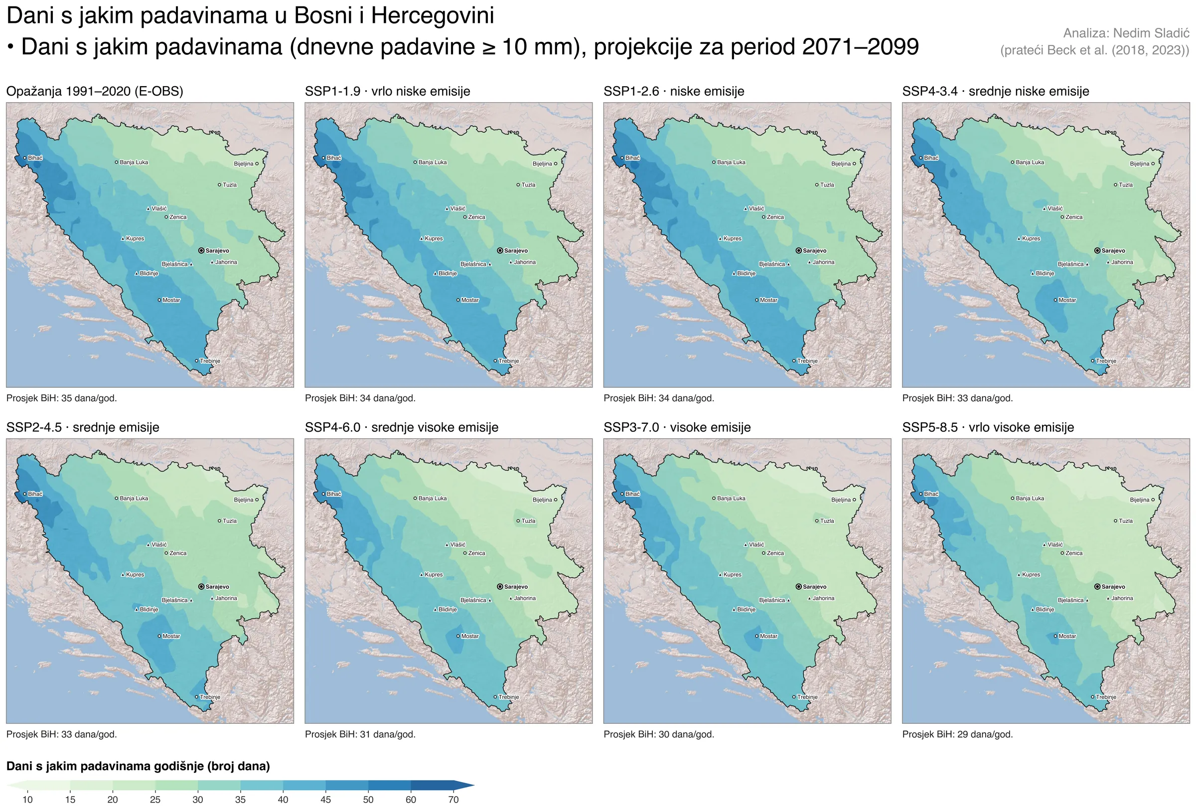 Karte broja dana s padavinama
